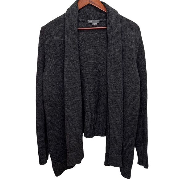 Vince Wool Cashmere Alpaca Yak Grey Draped Cardigan Size Small - Picture 1 of 8